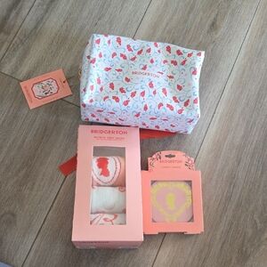 NWT Bridgerton Gifts: Cosmetic Bag, Crew Socks & Compact Mirror